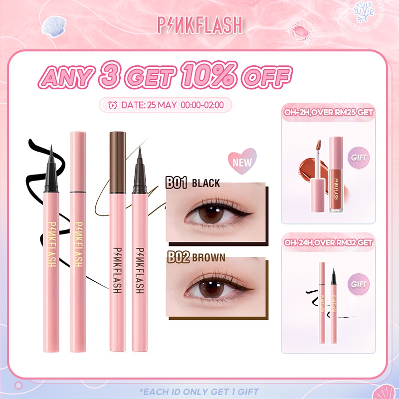 【Ready Stock 3 Days Delivery】Pinkflash OhMyLine Raya Black Eyeliner Evenly Pigmented Long Lasting Waterproof Eye Make Up