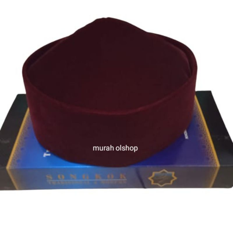 Cheng Ho Maroon Premium Songkok Cap Songkok Lelaki Dewasa Songkok Baldu