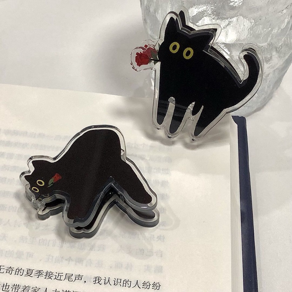 Ohaya丨Bombay Cat Clips Acrylic Stationery Test Paper Clips Cartoon Bookmark Sealing Clip Kawaii Photo Card Holder