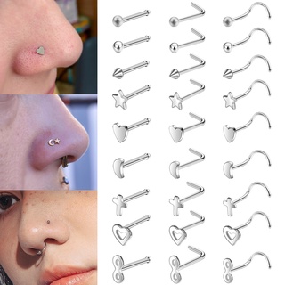 YADOCA 20G 35 Pcs CZ Nose Studs Ring Set 316L Stainless Steel L-Shaped Nose Stud Piercing Nose Hoop Ring Ball Body Jewelry for Women Men 1.5mm 2mm 2.5mm 3mm 