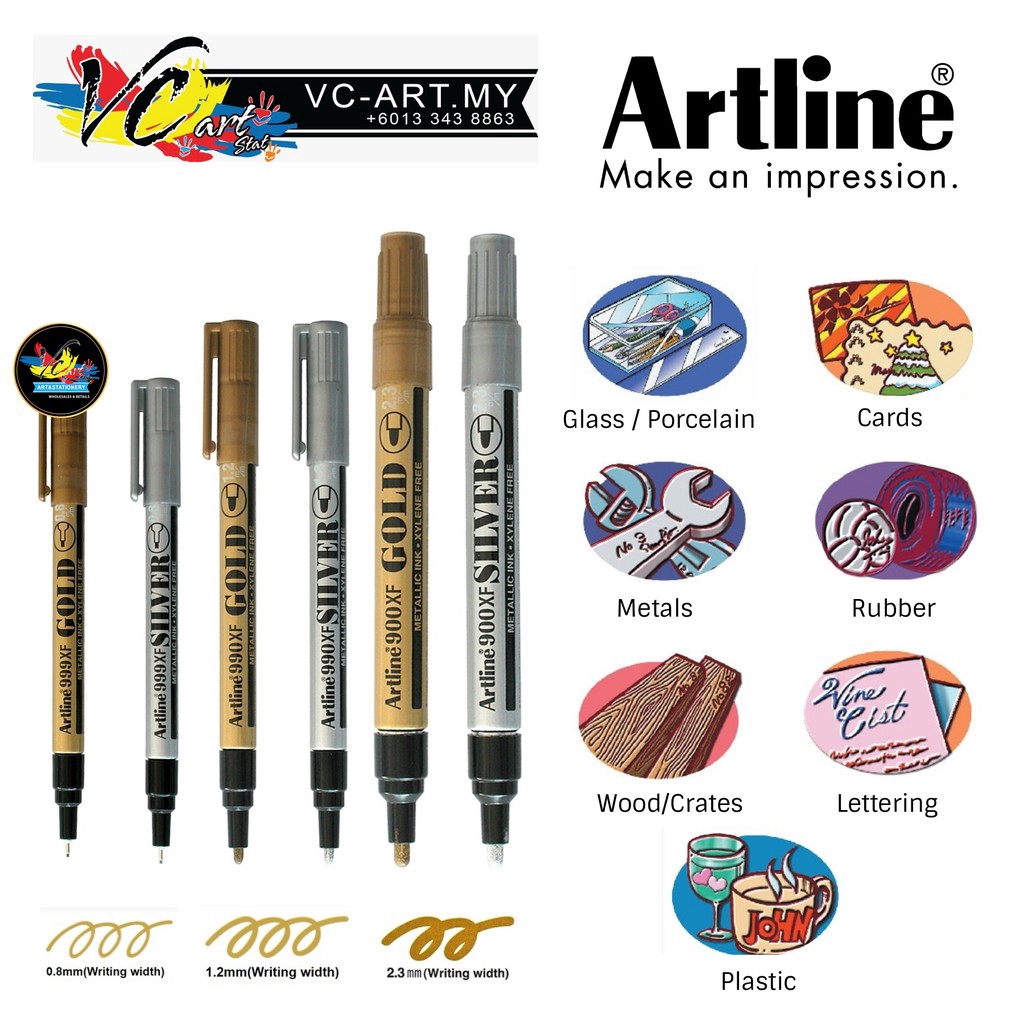 Artline Metallic Ink Paint Marker PenGold/SilverPer Piece Shopee