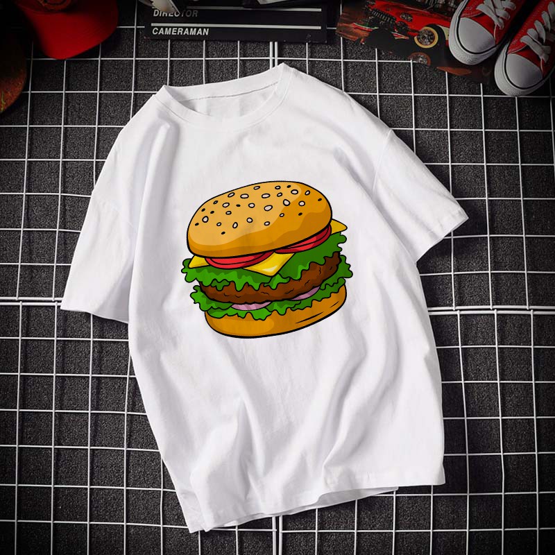 Ready Stock Borong Baju Korean Cute Casual Food Burger Cotton T-shirt 