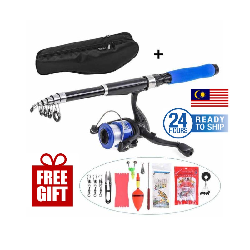  READY STOCK + FREE GIFT 16 in 1 Fishing Reel Telescopic ...