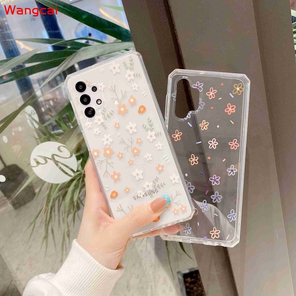 Samsung Galaxy S21 S21+ S20 S20+ S10 S10+ Plus Ultra FE 5G S10 Lite 2020 Note 20 Ultra 10 10+ Plus Lite 9 8 Phone Case Flower Floral Transparent Cute Soft Casing Cases Case Cover