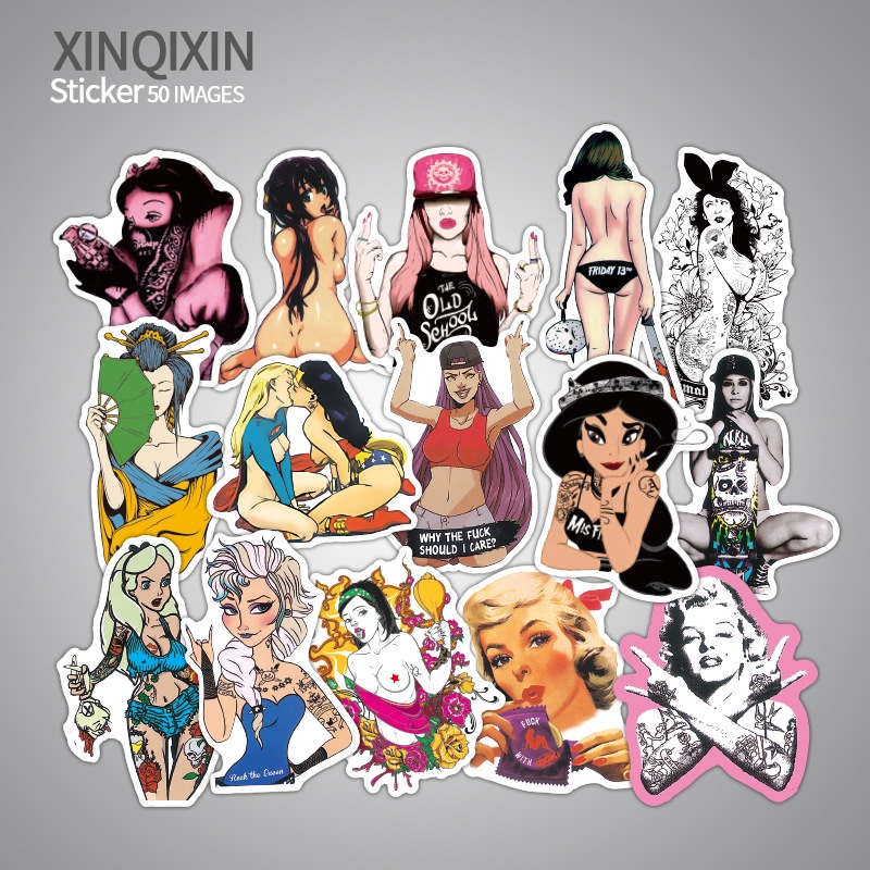 50x Skateboard Stickers Sexy Girl Graffiti For Laptop Luggage Decals 