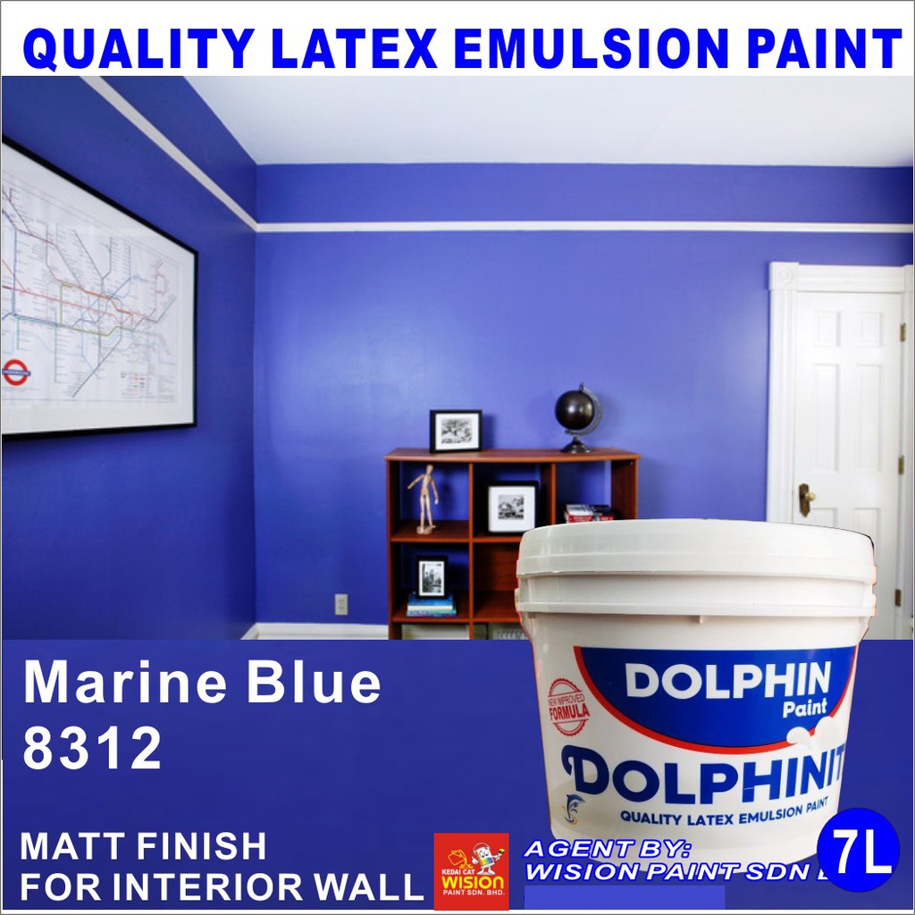 Marine Blue 8312 7l Dolphinite Quality Latex Emulsion Paint Interior Dolphin Paint Matt Finish New Formula Low Voc