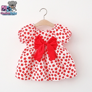 [ Genius Baby House ] 3m-3y Baby Girl Cotton Red floral Dress C3456