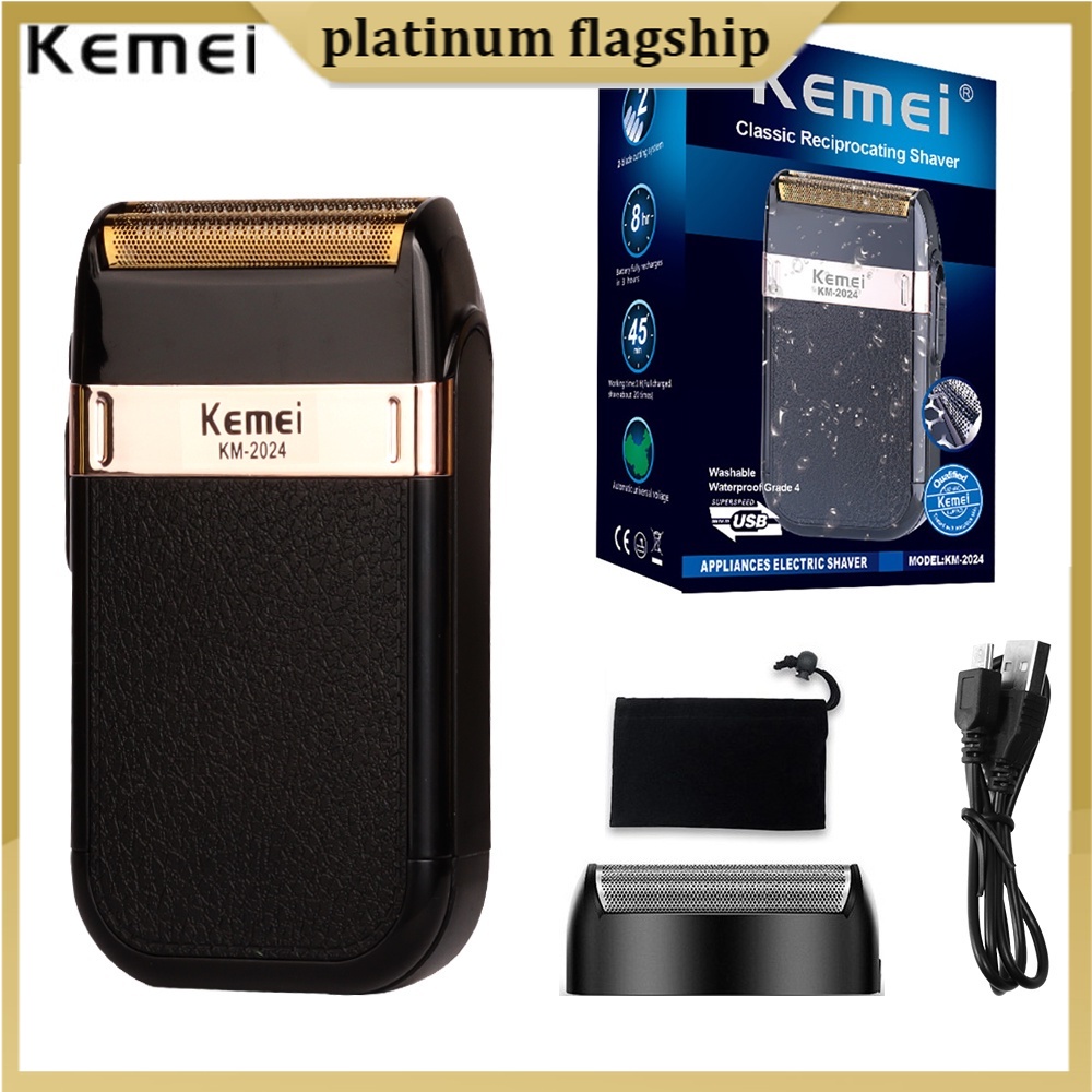 [Ready Stock ] Kemei KM-2024 Classic Reciprocating Men's Electric Shaver Kemei Electric Shaver Rechargeable Beard Trimme