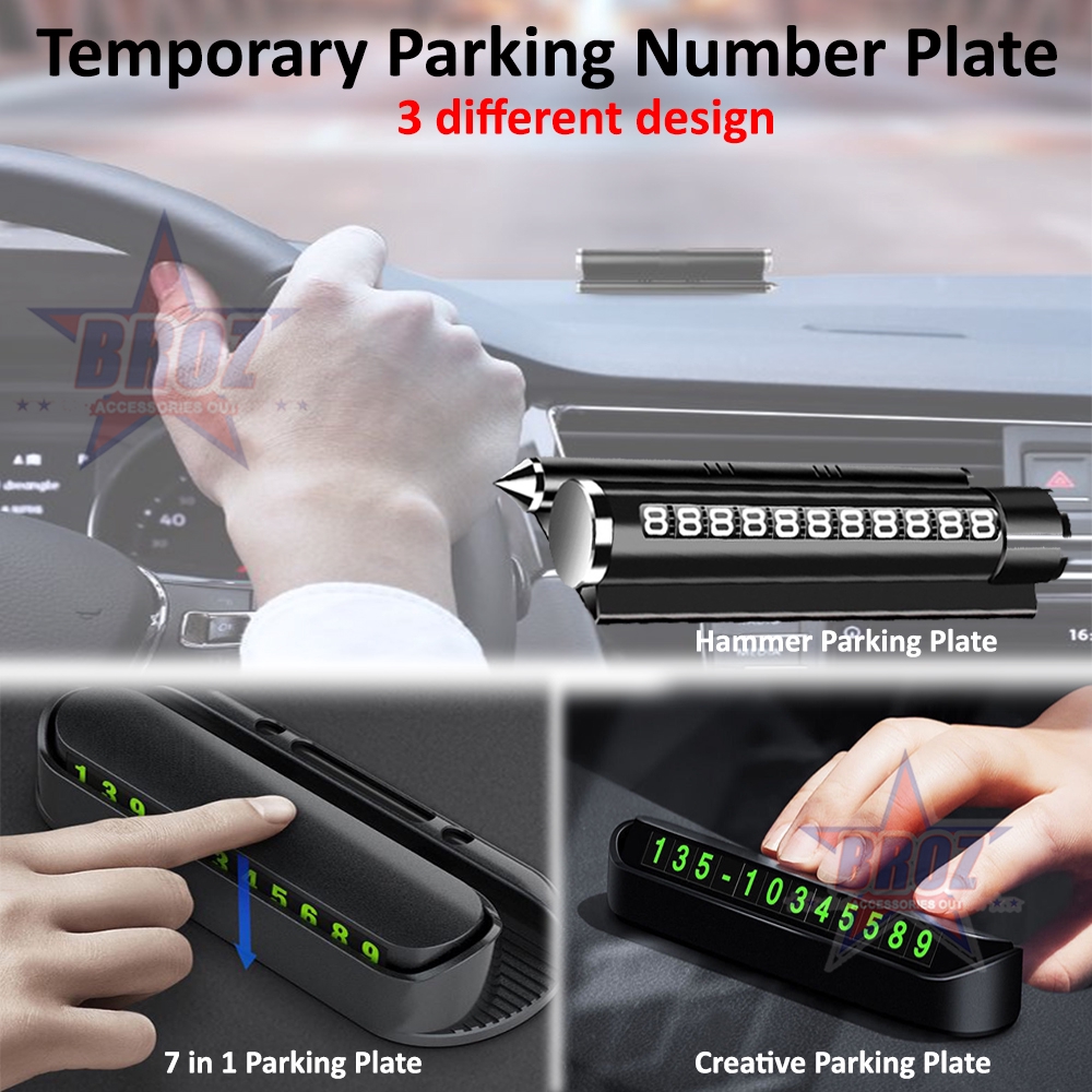 3 Design Car Temporary Parking Card Number Display Plate ...