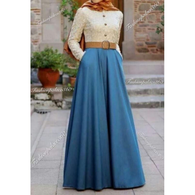 Flare Denim Skirt kembang ( Aline Skirt jeans labuh Flowly) Shopee