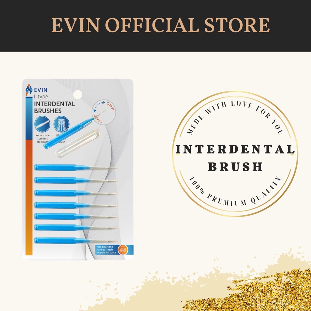 Evin I Shaped Interdental Brush 0.6mm, Orthodontic Use or Clean in