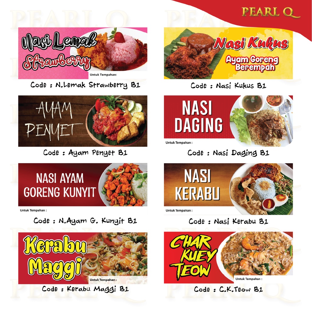 Banner Gerai Kedai Makanan Nasi Lemak Strawberry Nasi Kukus Ayam Penyet Nasi Daging Nasi Ayam