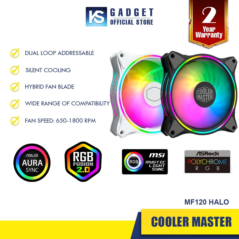 COOLER MASTER MASTERFAN MF120 ARGB HALO 3IN1 WHITE EDITION CASING FAN ...