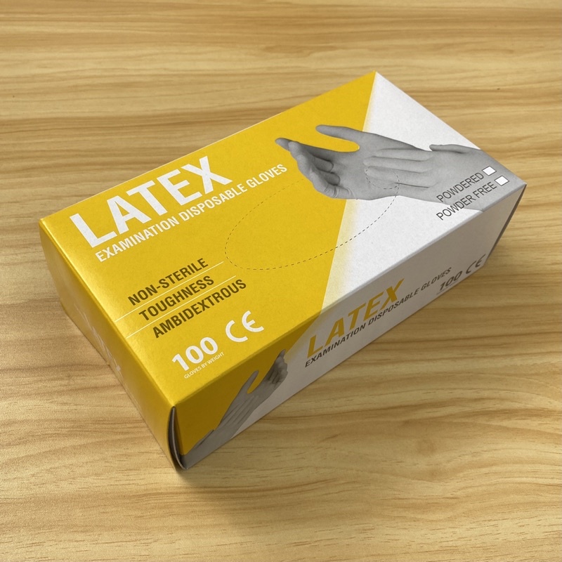 Latex Powder Free Disposable Gloves (100pcs by weight per box)