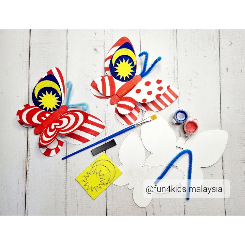 Malaysia National Day Craft | DIY Merdeka Theme Malaysian Flag 3D Butterfly Magnet Painting Kit