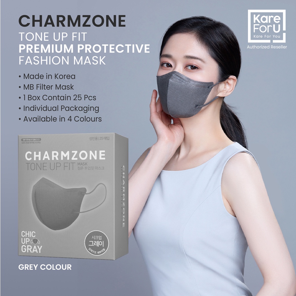 *Made in Korea* CHARMZONE Tone Up Fit Premium Mask (SIRIM CERTIFIED) GREY (M/L Size) (25PCS