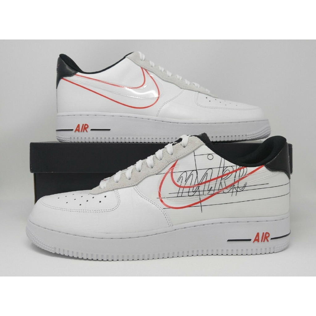 white air force ones with red swoosh