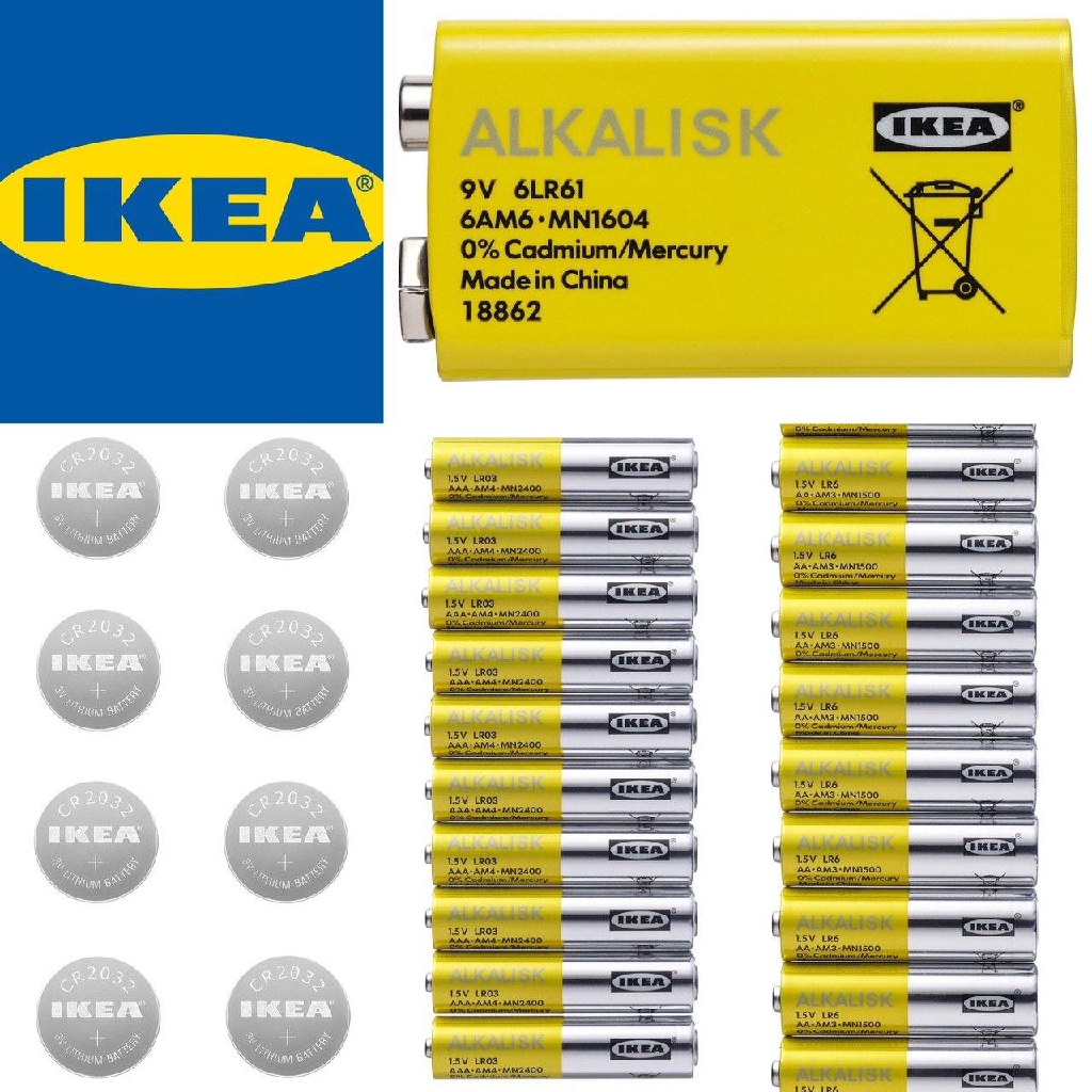 IKEA ALKALISK BATTERY ALKALINE , BATERI AA , AAA 1.5v , CR2032 3V