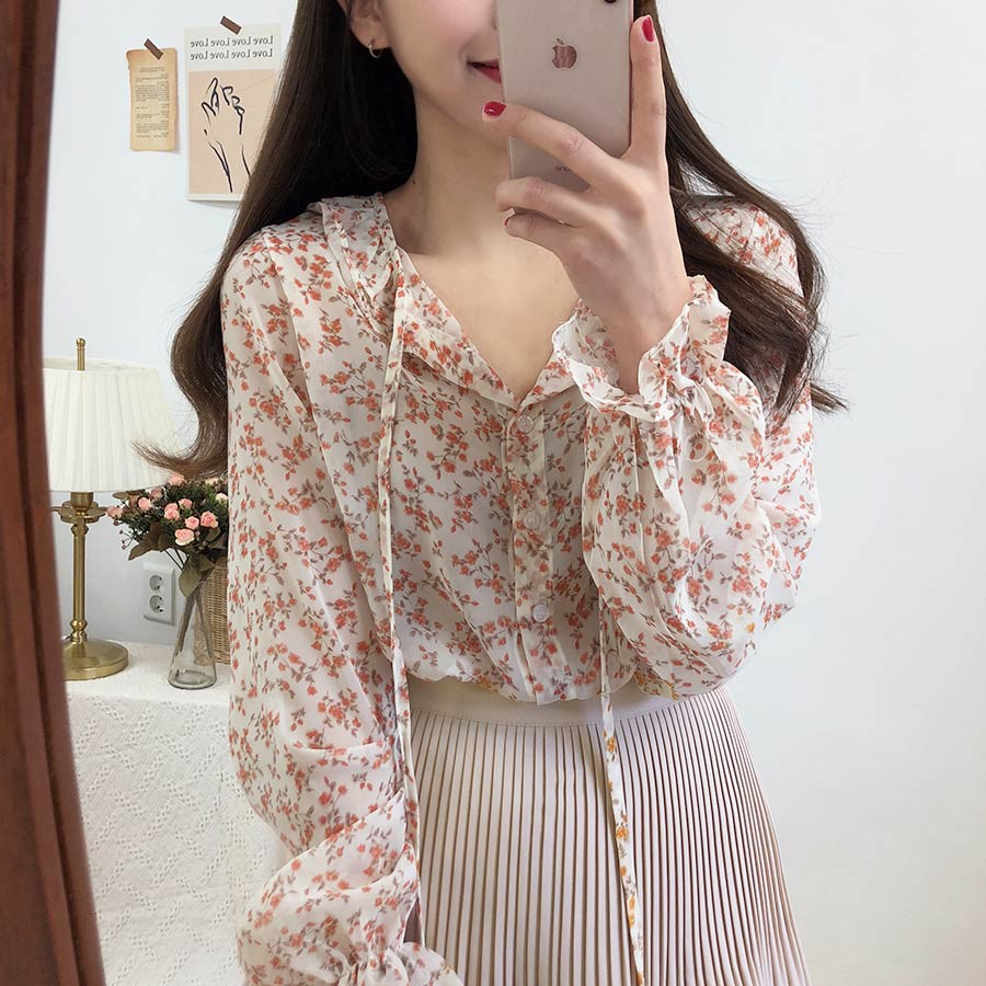 korean floral blouse