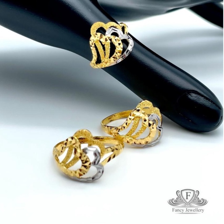 💎💎Fancy Jewellery💎💎 Emas 916 Cincin 3Layer Love Emas 916 tulen Bajet Emas 916