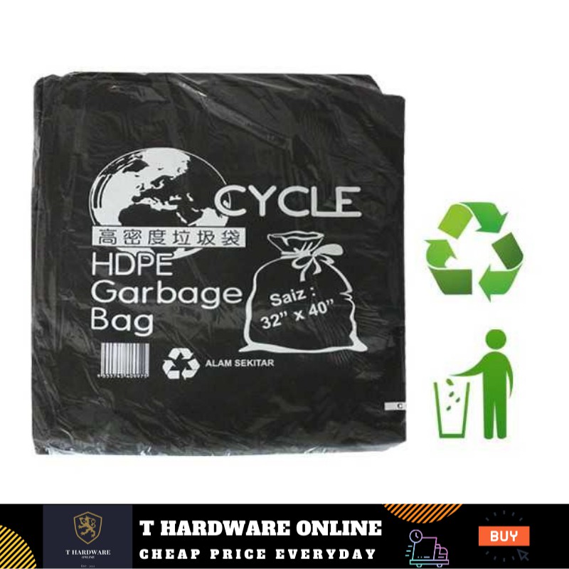 Cycle HDPE Garbage Bag Heavy duty 32x40 XXL big size black trash bag