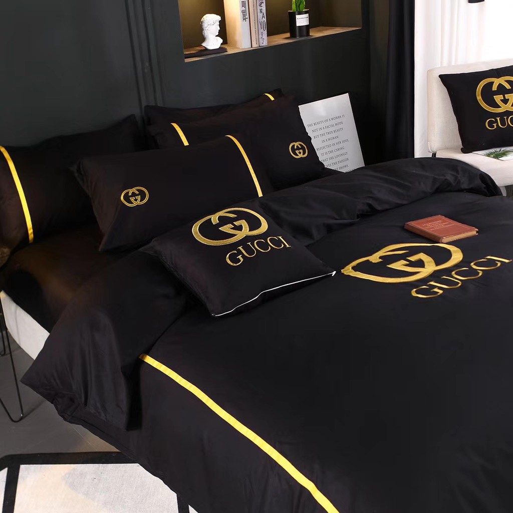 Gucci Big Brand Cotton 4 In 1 Bedsheet Sets Shopee Malaysia
