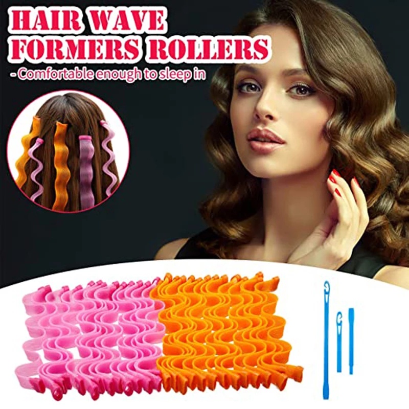 12 Pcs 55cm Hair Curlers Spiral Curls No Heat Wave Hair Curlers Styling Kit Spiral  Hair Curlers With 2 Pieces Styling | Shopee Malaysia