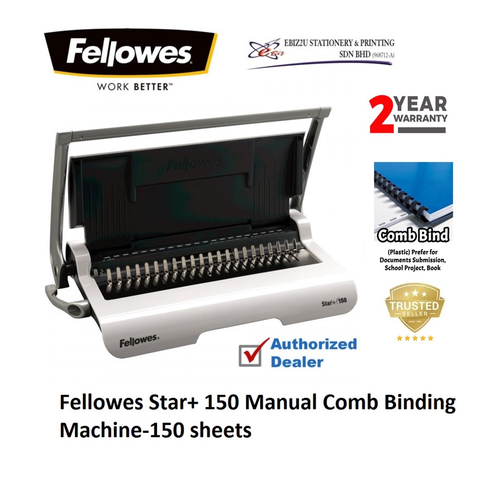 Fellowes Star 150 Plastic Comb Binder (White) binding machine, heavy