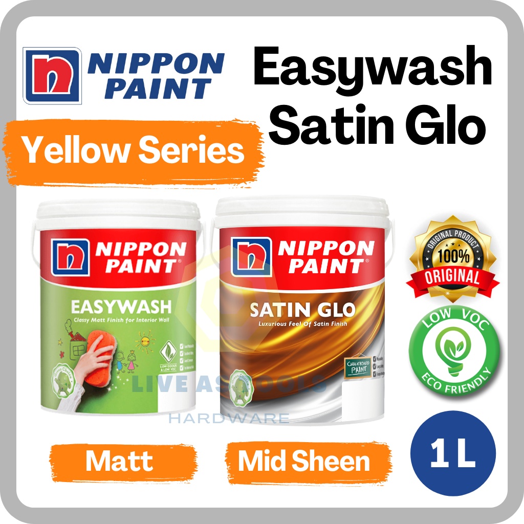 [Nippon Paint] Interior Paint Yellow Orange Peach 1L/ Easywash / Satin