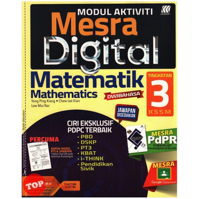 Topbooks Sasbadi Modul Aktiviti Mesra Digital Matematik Tingkatan 3 Kssm 2021 Shopee Malaysia