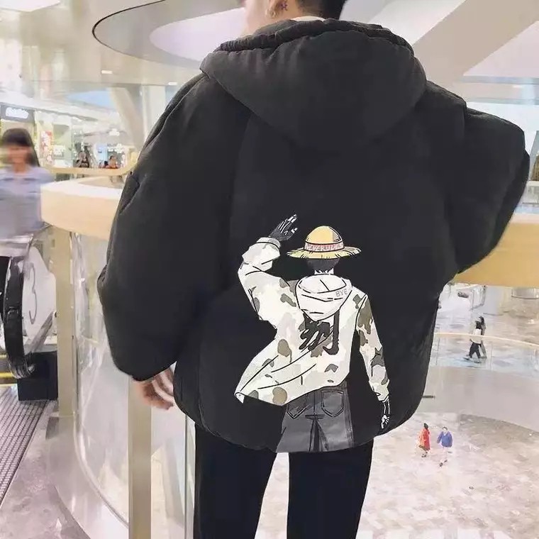 One Piece Anime Winter Jacket Coat Men Fashion Cotton Thermal Thick Parka  Male Casual Long Sleeve Hooded Thicken Outwear | Shopee Malaysia