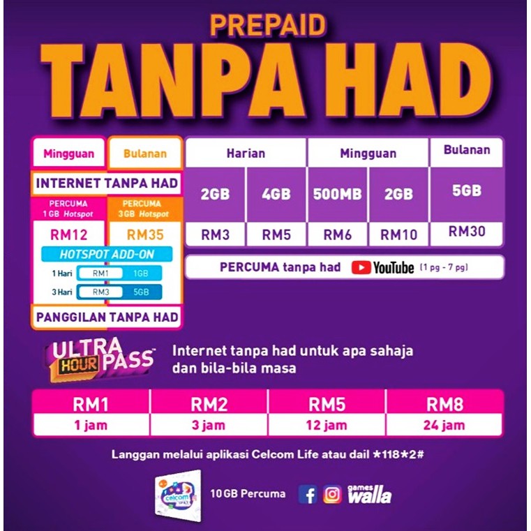 Topup Celcom Unlimited Internet Plan Rm35 Off Rm2 Shopee Malaysia