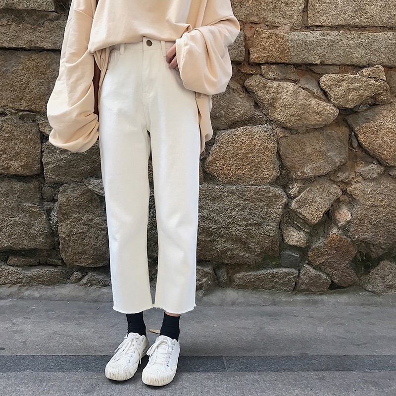 straight cut ankle jeans