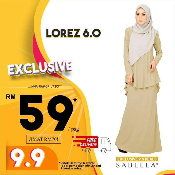  BAJU  KURUNG  RAYA LOREZ 6 0 FISHTAIL  SAIZ XS 3XL KURUNG  