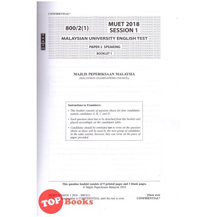 Topbooks Sasbadi Kertas Soalan Peperiksaan Tahun Tahun Lepas Muet 2018 Session 1 2 3 Shopee Malaysia