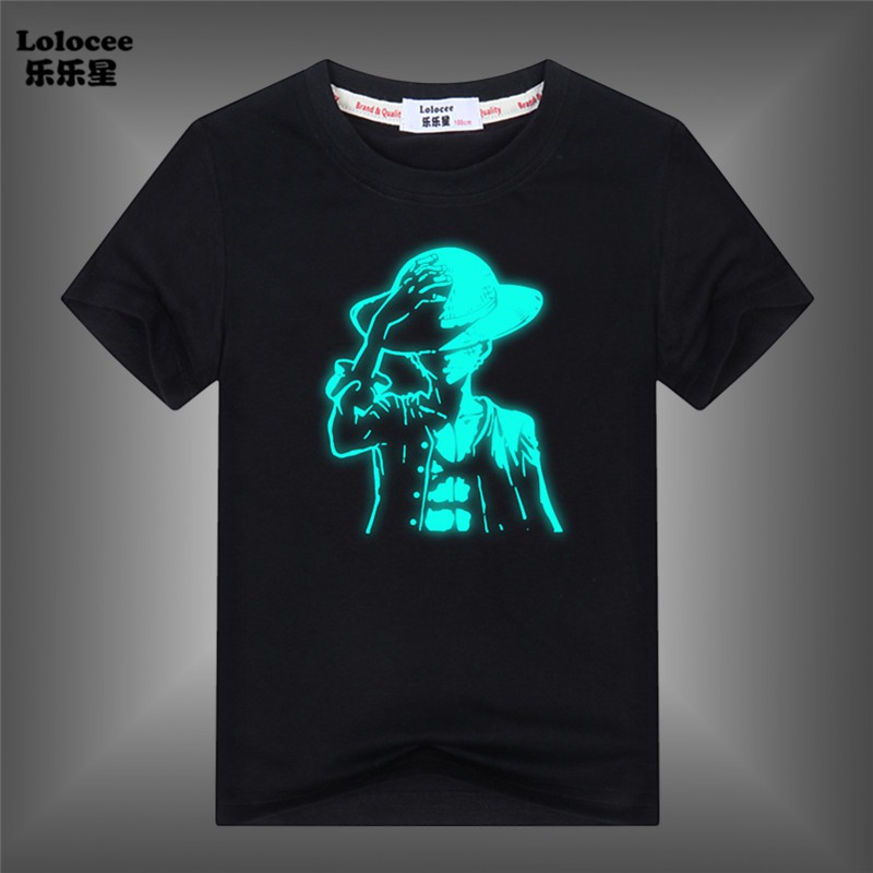 Boys Anime One Piece Cosplay Luminous T Shirt Cosplay Monkey D Luffy Straw Hat Costume Kids Glow In The Dark T Shirt Shopee Malaysia - monkey d luffy t shirt roblox