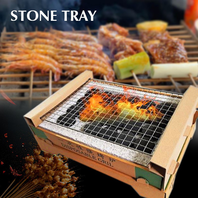 【Z2I】One Time Disposable BBQ Grill Set Charcoal Disposable Instant Biodegradable