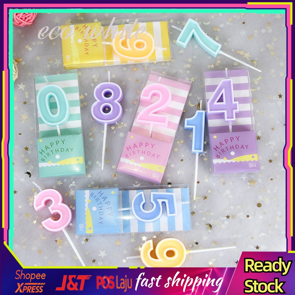 Number Macaron Candle Birthday Cake Topper Birthday Party Celebration Cake Candle Nombor Lilin warna macaroon