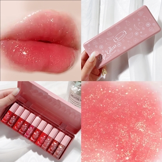 TEAYASON Moisturizing Glass Lip Gloss Cream Transparent Red Pink Shiny Lip Makeup Long Lasting Glitter Jelly Lipstick