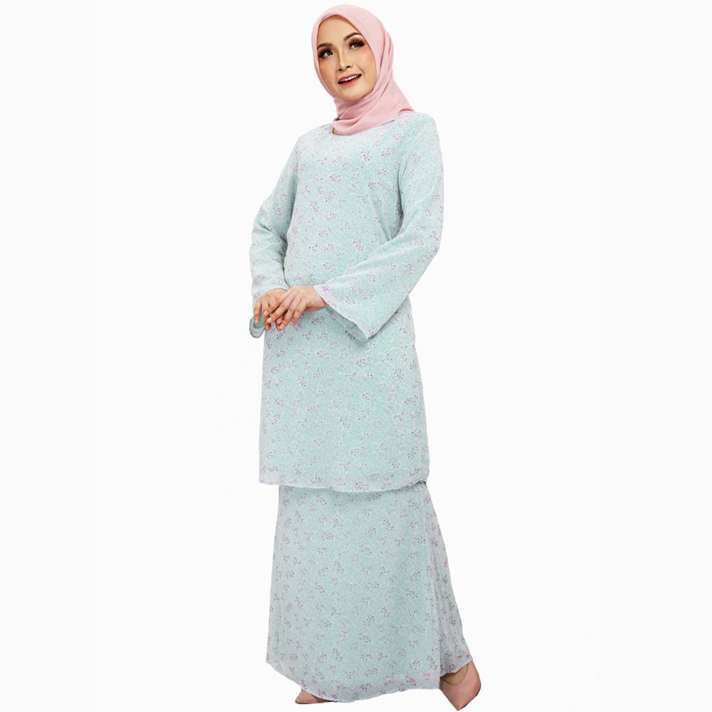 Buy Era Maya Blossom Freesia Floral Green Ash Baju Kurung Moden Chiffon Raya 2022 Mint Green Lilac Purple Seetracker Malaysia