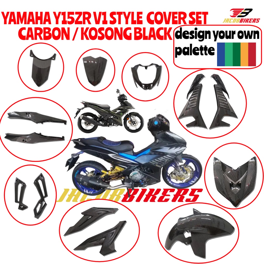 YAMAHA Y15ZR V1 V2 STYLE COVER SET CARBON / KOSONG BLACK ( Design Your ...