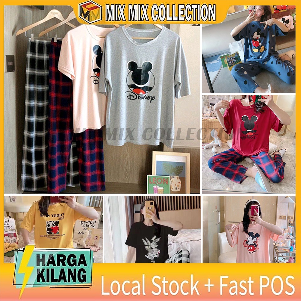 {Plus Size XxxxxxxxL}Women ladies pyjamas set, baju tidur wanita plus size, women's sleepwear