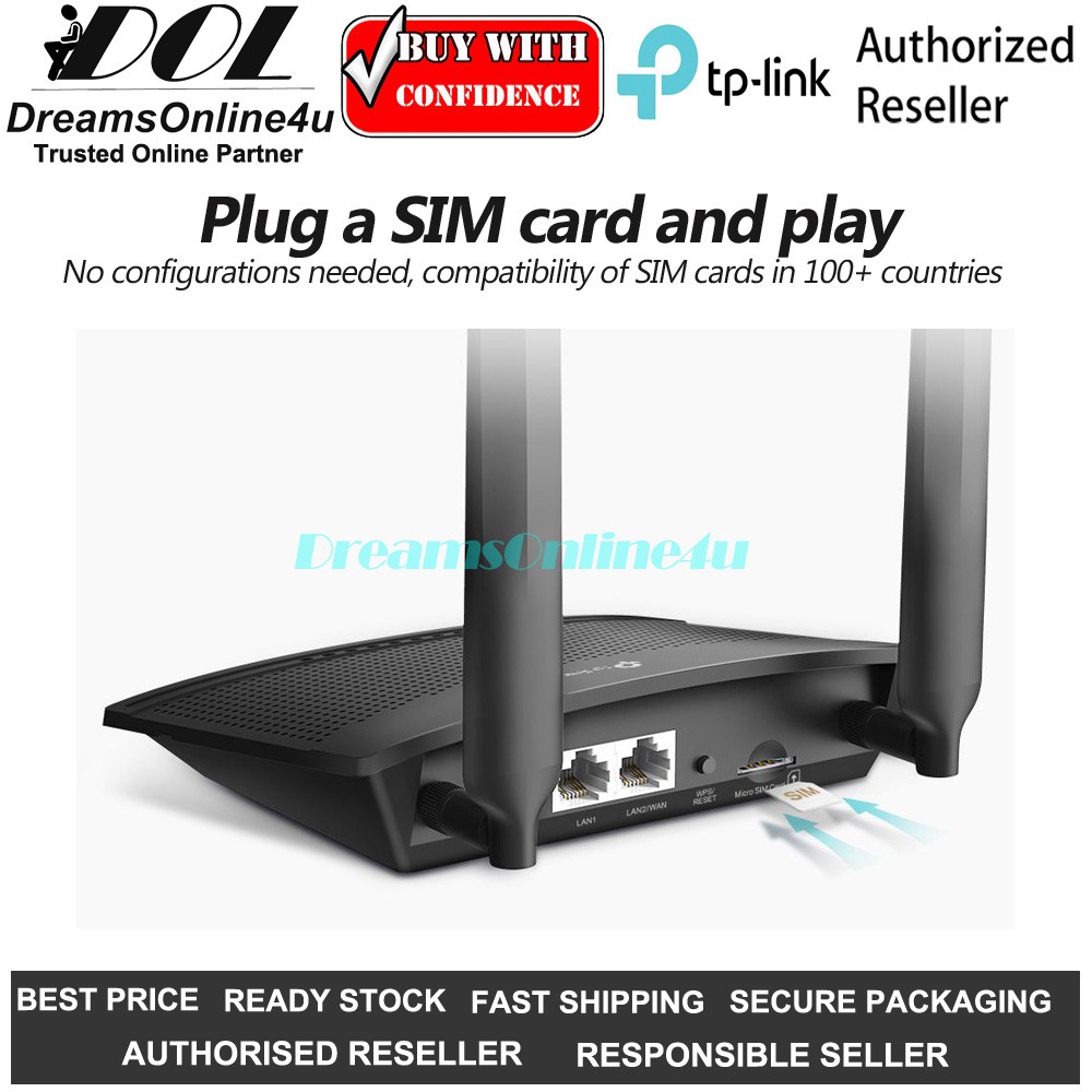 Tp Link Tl Mr100 Mr100 300 Mbps Wireless N 4g Lte Router Unifi Air Yes Umobile 3 Years Warranty Shopee Malaysia