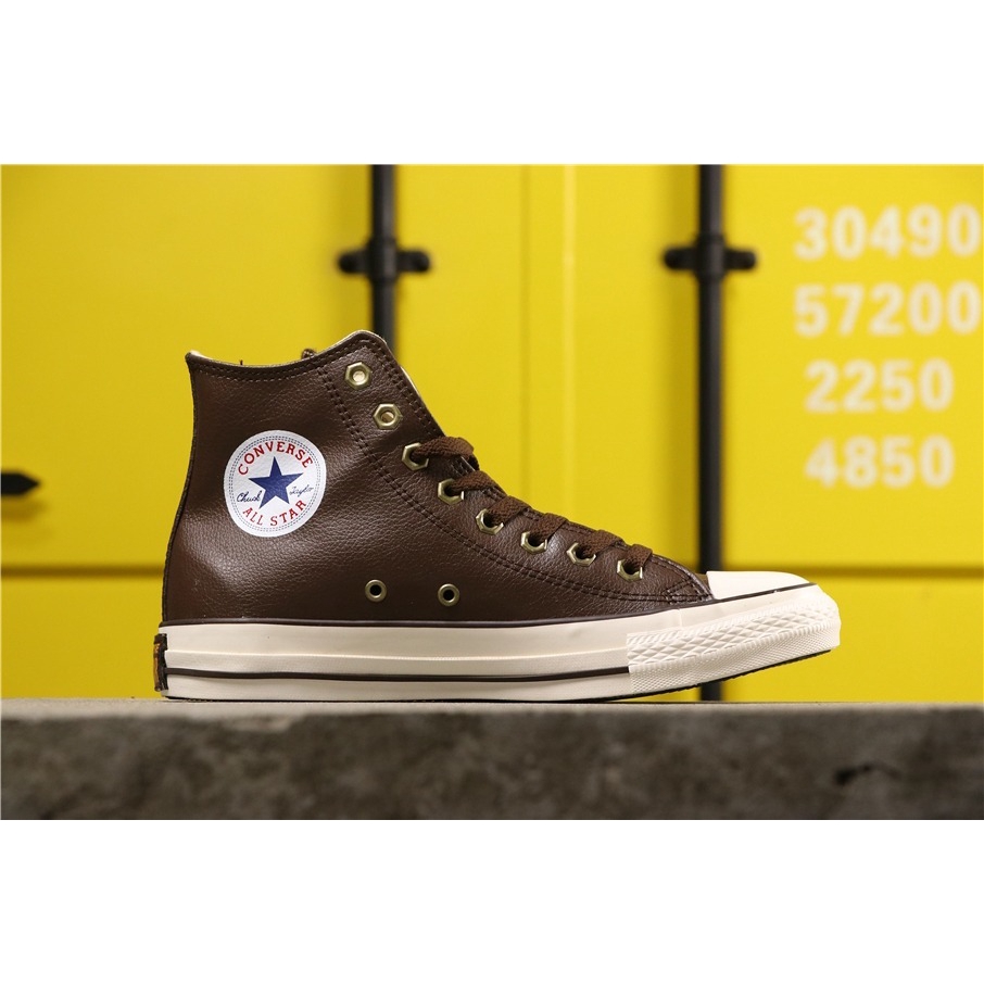 converse leather high tops brown
