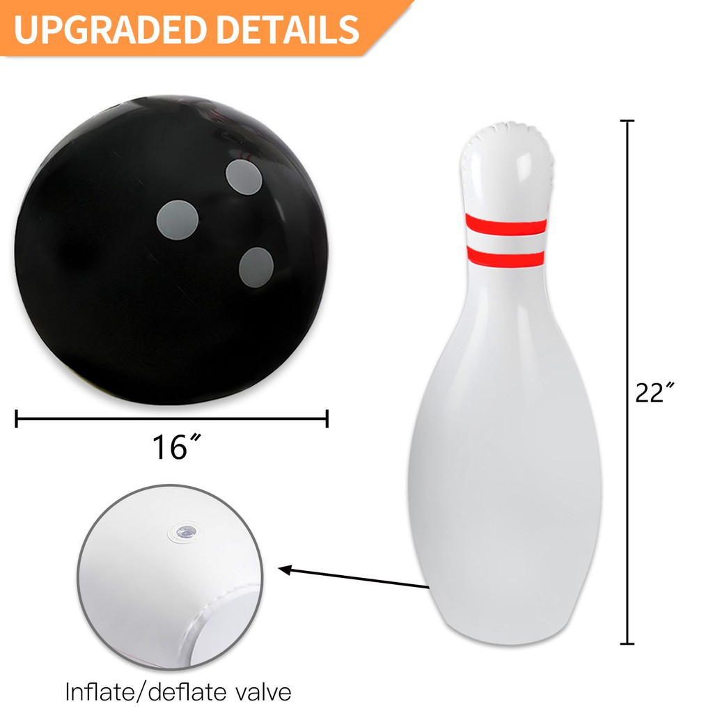 Giant Inflatable Bowling Game Set Indoor Outdoor Bonus: Free Bowling Score Sheets PDF Oversized Fun for Kids of All Ages A Great Party Game Jumbo Size 24 Pins and 18 Ball 