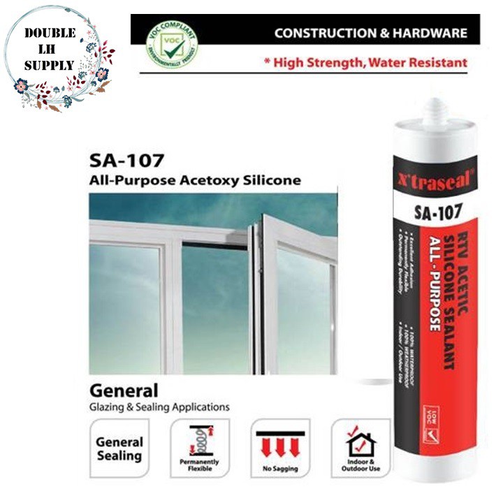 LH Xtraseal SA107 All Purpose Acetic Silicone Sealant (Putih Putty
