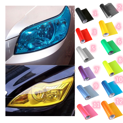 Car Light Film,3D Car lamp Shine Film Fog Light Head-Light Taillight PVC Film Sheet Car Decoration Decals Waterproof 120x30cm Red 