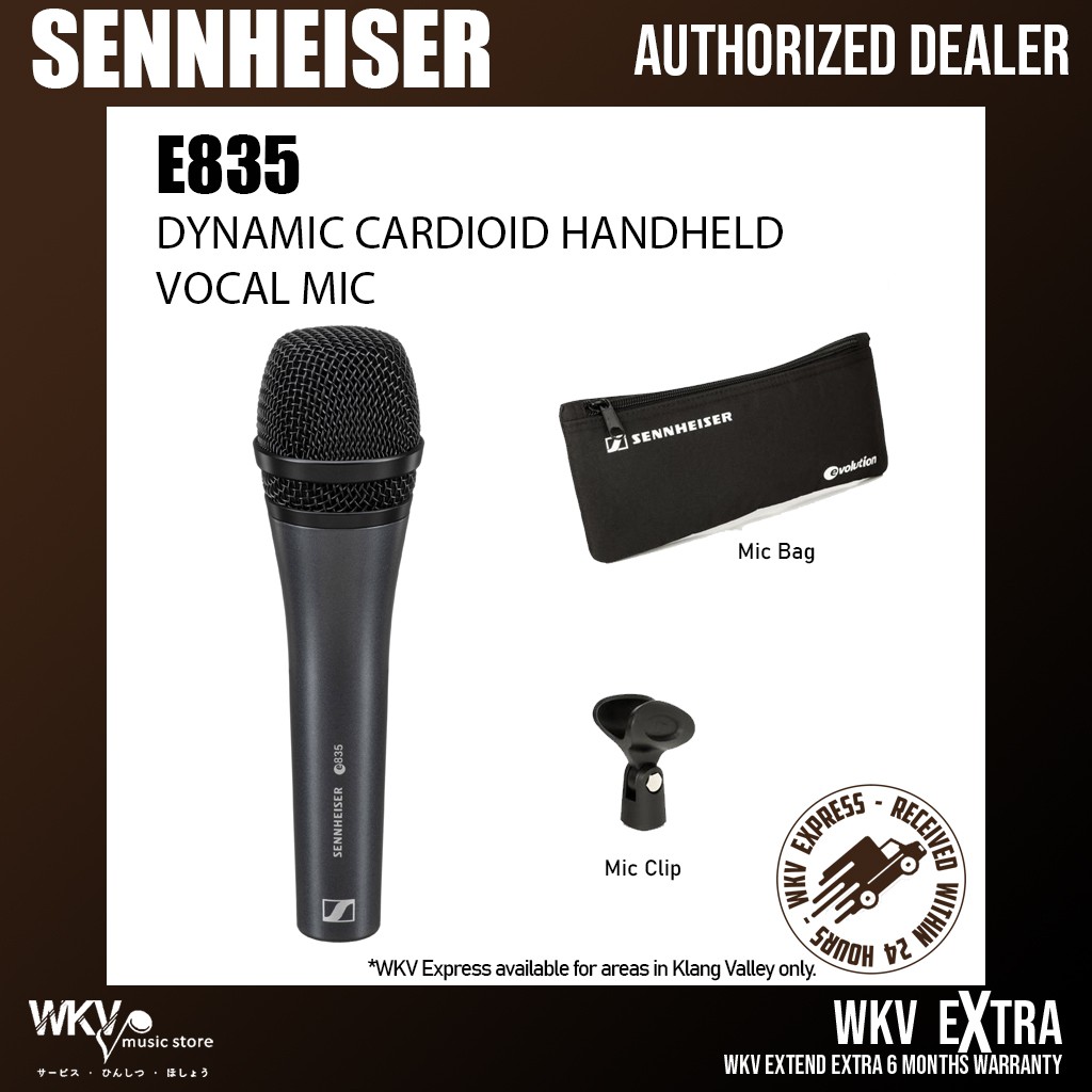 Sennheiser E835 Dynamic Handheld Vocal Mic with Stand & Cable Performance Kit 