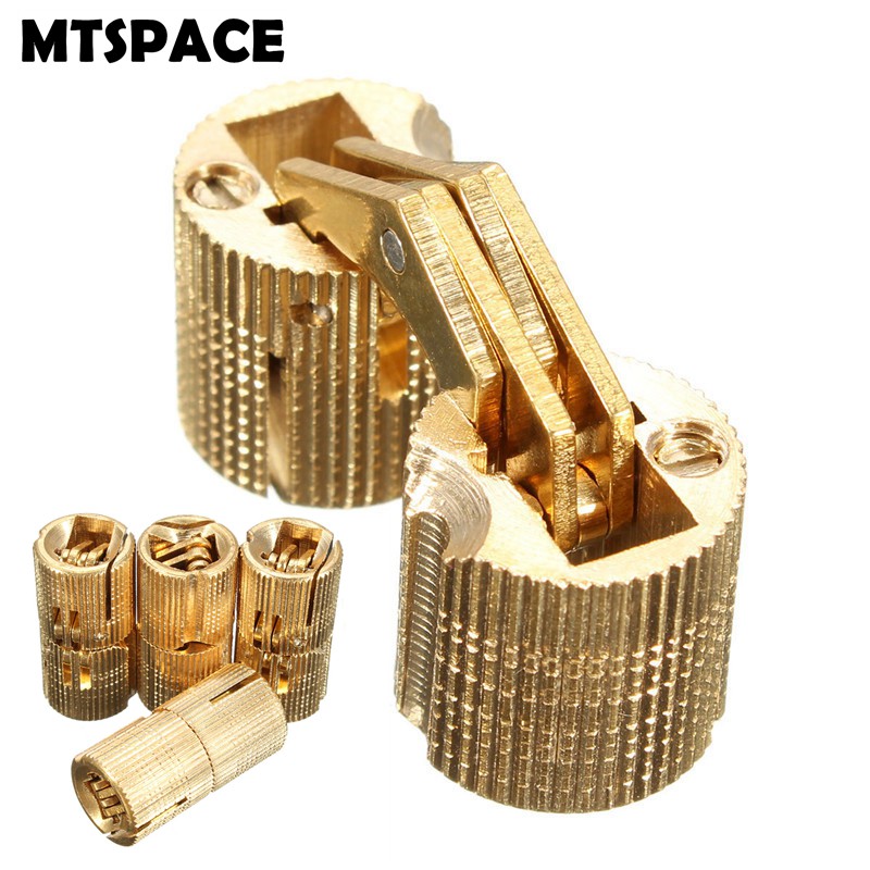 4pcs Set 8mm Copper Barrel Hinges Hidden Cabinet Concealed