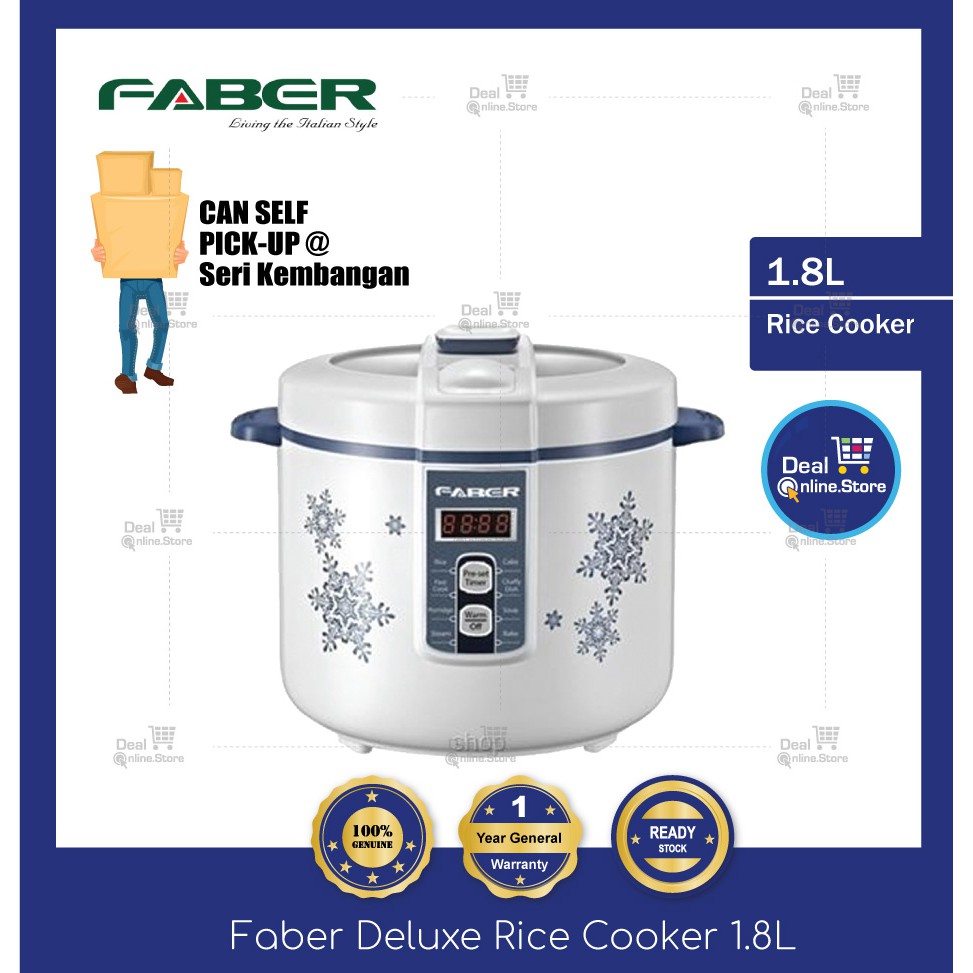 Faber 1.8L Deluxe Rice Cooker / Periuk Nasi 1.8L (RUBY-18-D) | Shopee ...